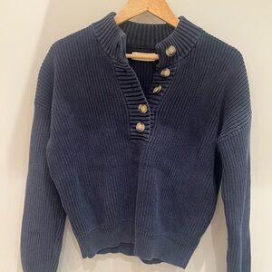 The Normal Brand Deep Blue Ribbed Cardigan